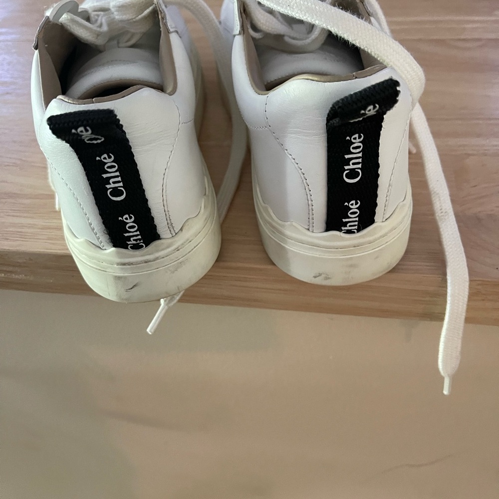 Chloé White Sneakers with Black Logo